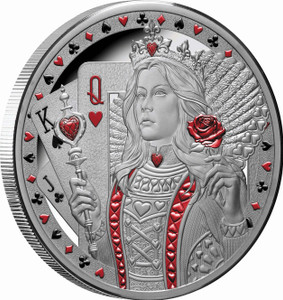 Queen of Hearts 2026 $1 1oz Silver Proof Coin - reverse angle