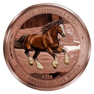 2026 Liberia Clydesdale Horse 5oz Copper Coin - reverse
