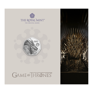 Game of Thrones (Fire) 2026 UK 50p Brilliant Uncirculated Coin - coin in card front