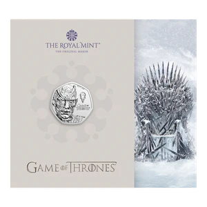 Game of Thrones (Ice) 2026 UK 50p Brilliant Uncirculated Coin - Coin in Card front