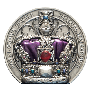 Imperial Crown 2026 $5 2oz Silver Antiqued Stand-Up Coin - reverse