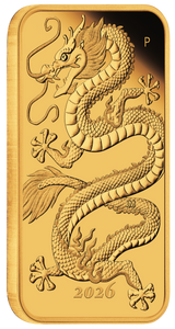 Dragon 2026 1oz Gold Proof Rectangular Coin - reverse