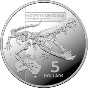 2020 $5 Australia's Most Dangerous - Saltwater Crocodile 1oz Silver Proof Coin - reverse 2020 $5 Australia's Most Dangerous - Saltwater Crocodile 1oz Silver Proof Coin - reverse