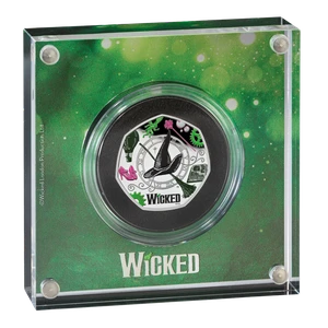 Wicked 2026 UK 50p Silver Proof Colour Coin - Acrylic