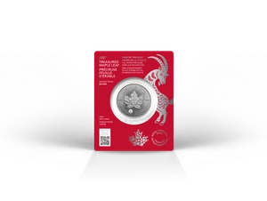 2027 $5 1oz 99.99% Pure Silver Coin - Treasured Silver Maple Leaf: Year of the Goat Privy Mark (Premium Bullion) - presentation front