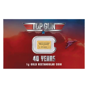 40 Years of Top Gun 2026 1g Gold Rectangular Coin in Card - coin in card front