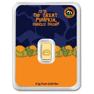 Peanuts - It's the Great  Pumpkin 60th Anniversary 1/2g  Gold Bar - Packaging Front