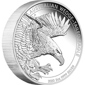Australian Wedge-tailed Eagle 2020 2oz Silver Proof Piedfort Coin - reverse Australian Wedge-tailed Eagle 2020 2oz Silver Proof Piedfort Coin - reverse