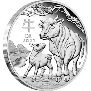 2021 Year Of The Ox Lunar 1oz Silver Proof Coin - reverse 2021 Year Of The Ox Lunar 1oz Silver Proof Coin - reverse