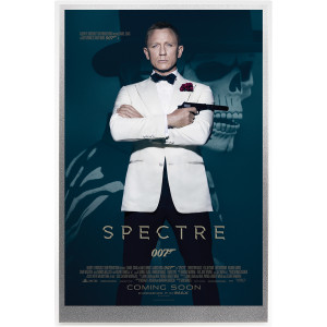 007 James Bond Movie Poster - Spectre 5g Silver Foil - reverse 007 James Bond Movie Poster - Spectre 5g Silver Foil - reverse