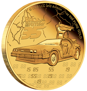 BACK TO THE FUTURE 35th Anniversary 2020 1oz Gold Proof Coin - reverse BACK TO THE FUTURE 35th Anniversary 2020 1oz Gold Proof Coin - reverse