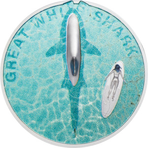 2021 Great White Shark 1oz Silver Proof Coin - reverse