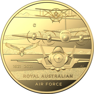 Heroes of the Sky - Air Marshall Sir Richard Williams 2021 $10 'C' Mintmark Gold Proof Coin - Centenary of the Royal Australian Air Force - reverse Heroes of the Sky - Air Marshall Sir Richard Williams 2021 $10 'C' Mintmark Gold Proof Coin - Centenary of the Royal Australian Air Force - reverse