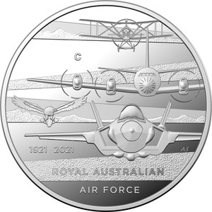 Heroes of the Sky - Wing Commander Robyn Williams 2021 $1 'C' Mintmark Fine Silver Proof Coin - Centenary of the Royal Australian Air Force - reverse Heroes of the Sky - Wing Commander Robyn Williams 2021 $1 'C' Mintmark Fine Silver Proof Coin - Centenary of the Royal Australian Air Force - reverse