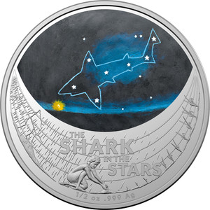 Star Dreaming - Beizam - The Shark in the Stars 2021 $1 Coloured 1/2 oz Silver Frunc Coin - reverse