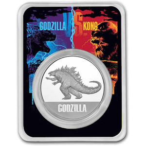 2021 $2 Godzilla 1oz Silver Bullion Coin In TEP - reverse in card 2021 $2 Godzilla 1oz Silver Bullion Coin In TEP - reverse in card