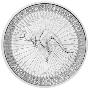 2021 Australian Kangaroo 1oz Silver Bullion Coin - reverse 2021 Australian Kangaroo 1oz Silver Bullion Coin - reverse