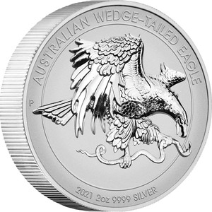 Australian Wedge-tailed Eagle 2021 2oz Silver Reverse Proof Ultra High Relief Piedfort Coin - reverse Australian Wedge-tailed Eagle 2021 2oz Silver Reverse Proof Ultra High Relief Piedfort Coin - reverse
