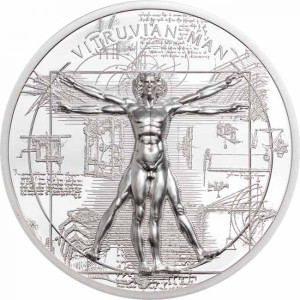 Vitruvian Man X-Ray 1 oz Proof Silver Coin 5$ Cook Islands 2021 - reverse Vitruvian Man X-Ray 1 oz Proof Silver Coin 5$ Cook Islands 2021 - reverse