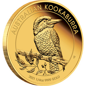 Australian Kookaburra 2021 1/4oz Gold Proof Coin - reverse Australian Kookaburra 2021 1/4oz Gold Proof Coin - reverse