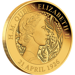 Her Majesty Queen Elizabeth II 95th Birthday 2021 1/4oz Gold Proof Coin - reverse Her Majesty Queen Elizabeth II 95th Birthday 2021 1/4oz Gold Proof Coin - reverse
