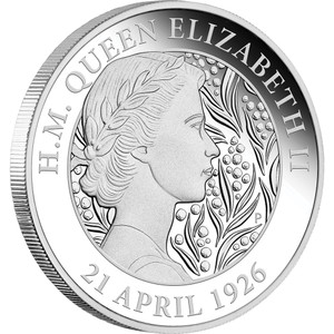 Her Majesty Queen Elizabeth II 95th Birthday 2021 1oz Silver Proof Coin - reverse Her Majesty Queen Elizabeth II 95th Birthday 2021 1oz Silver Proof Coin - reverse