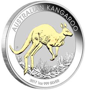 2017 1oz Australian Kangaroo Silver Gilded Coin 2017 1oz Australian Kangaroo Silver Gilded Coin