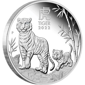 Australian Lunar Series III 2022 Year Of The Tiger Lunar 1oz Silver Proof Coin - reverse Australian Lunar Series III 2022 Year Of The Tiger Lunar 1oz Silver Proof Coin - reverse