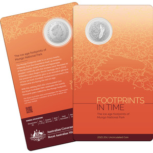 2021 20c Mungo Footprint Uncirculated Coin - in presentation card 2021 20c Mungo Footprint Uncirculated Coin - in presentation card