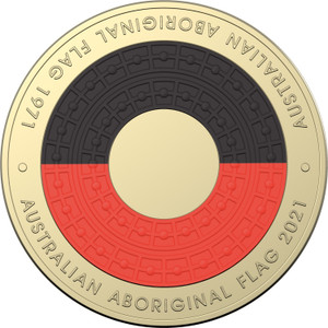 2022 $2 Al/Br Colour Circulating Rolled Coin 50th Anniversary of the Australian Aboriginal Flag - reverse 2022 $2 Al/Br Colour Circulating Rolled Coin 50th Anniversary of the Australian Aboriginal Flag - reverse