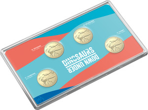 Australian Dinosaurs 2022 $1 AlBr Mintmark and Privy Mark Uncirculated 4 Coin Set - in presentation pack Australian Dinosaurs 2022 $1 AlBr Mintmark and Privy Mark Uncirculated 4 Coin Set - in presentation pack