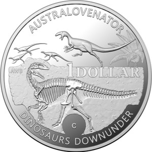 Australian Dinosaurs 2022 $1 Ag 'C' Mintmark Proof Coin - reverse Australian Dinosaurs 2022 $1 Ag 'C' Mintmark Proof Coin - reverse