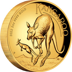 Australian Kangaroo 2022 2oz Gold Proof High Relief Coin - reverse Australian Kangaroo 2022 2oz Gold Proof High Relief Coin - reverse