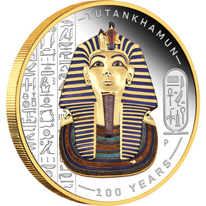 Tutankhamun Discovery 100 Year Anniversary 2022 2oz Silver Proof Gilded Coloured Coin - reverse Tutankhamun Discovery 100 Year Anniversary 2022 2oz Silver Proof Gilded Coloured Coin - reverse