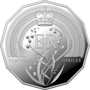Platinum Jubilee of HM Queen Elizabeth II 2022 50c Silver Proof Coin - reverse Platinum Jubilee of HM Queen Elizabeth II 2022 50c Silver Proof Coin - reverse