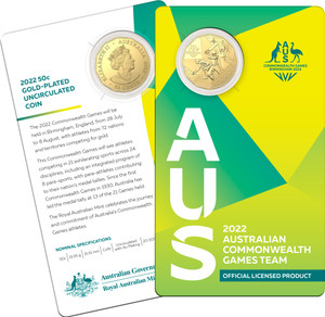 2022 Commonwealth Games 2022 50c CuNi Gold Plated Uncirculated Coin - in presntation card 2022 Commonwealth Games 2022 50c CuNi Gold Plated Uncirculated Coin - in presntation card