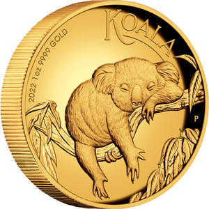 Australian Koala 2022 1oz Gold Proof High Relief Coin - reverse Australian Koala 2022 1oz Gold Proof High Relief Coin - reverse
