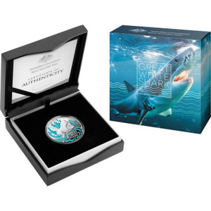 2022 1oz Australia's Most Dangerous - Great White Shark .999 Silver Coloured Proof Coin 2022 1oz Australia's Most Dangerous - Great White Shark .999 Silver Coloured Proof Coin
