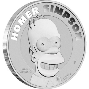 Homer Simpson 2022 1oz Silver Coin in Card - reverse Homer Simpson 2022 1oz Silver Coin in Card - reverse