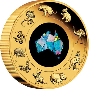 Great Southern Land 2022 2oz Gold Proof Opal Coin - reverse Great Southern Land 2022 2oz Gold Proof Opal Coin - reverse