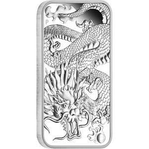 Dragon 2022 1oz Silver Proof Rectangular Coin - reverse Dragon 2022 1oz Silver Proof Rectangular Coin - reverse