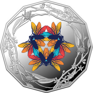 Christmas Decoration 2022 50c Fine Silver Coloured Proof Coin - reverse Christmas Decoration 2022 50c Fine Silver Coloured Proof Coin - reverse