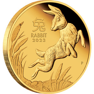 Australian Lunar Series III 2023 Year Of The Rabbit 1/10 Gold Proof Coin- reverse Australian Lunar Series III 2023 Year Of The Rabbit 1/10 Gold Proof Coin- reverse