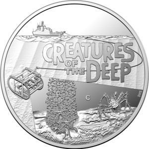 Creatures of the Deep 2023 $1 Fine Silver ‘C’ Mintmark Proof Coin - reverse Creatures of the Deep 2023 $1 Fine Silver ‘C’ Mintmark Proof Coin - reverse