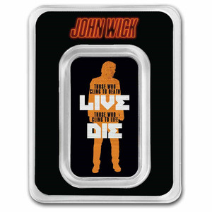 John Wick 1oz Silver Silhouette Bar in TEP - coin reverse in TEP packaging John Wick 1oz Silver Silhouette Bar in TEP - coin reverse in TEP packaging