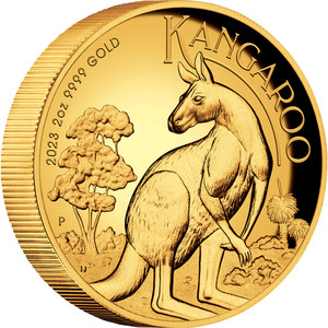 Australian Kangaroo 2023 2oz Gold Proof High Relief Coin - reverse Australian Kangaroo 2023 2oz Gold Proof High Relief Coin - reverse