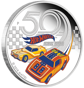 2018 50 Years of Hot Wheels - 1oz Silver Proof Coin 2018 50 Years of Hot Wheels - 1oz Silver Proof Coin