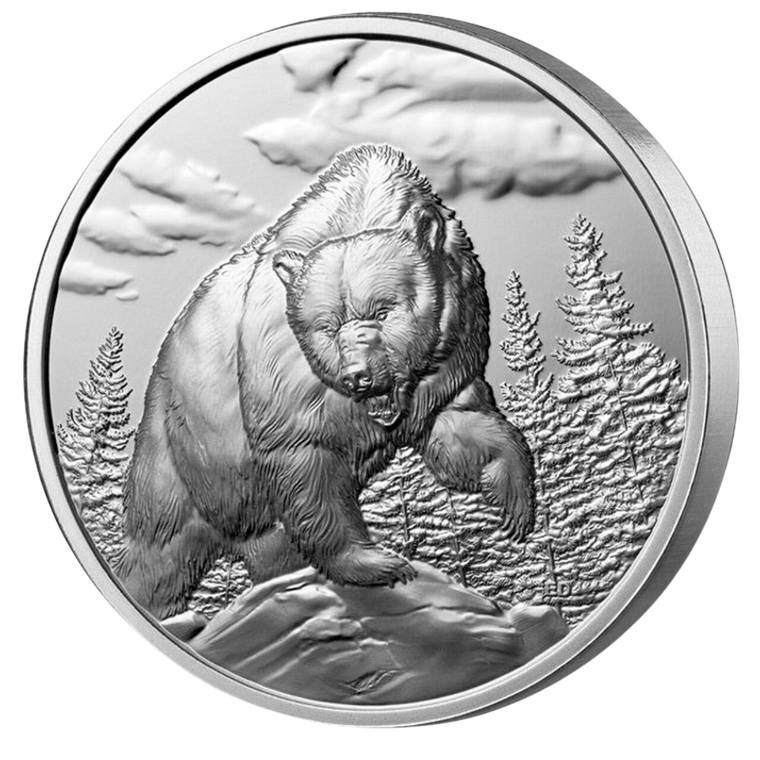 2023 Canada $20 1-oz Silver Great Hunters: Grizzly Ultra High Relief Proof Coin - reverse