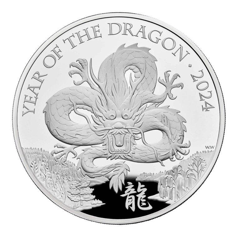 Lunar Year of the Dragon 2024 UK 1kg Silver Proof Coin - reverse