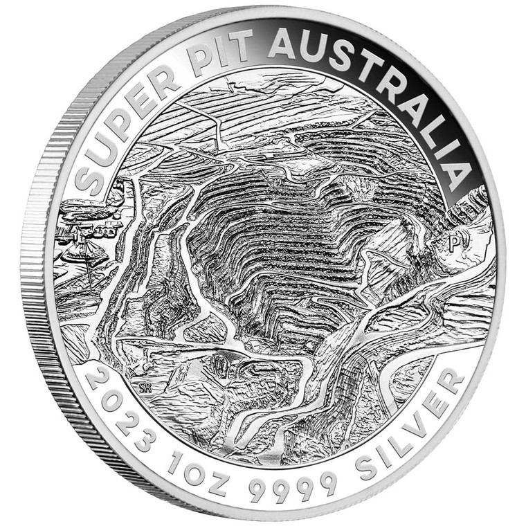 Super Pit 2023 1oz Silver Bullion Coin - reverse angle view